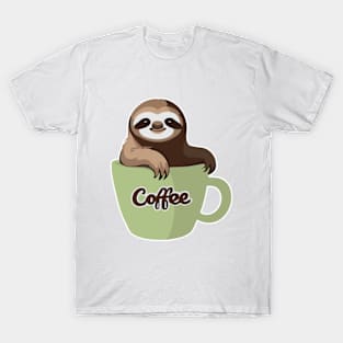 Sloth in the Coffee Mug for Caffeine and Chill Vibes T-Shirt